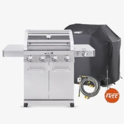 41847NG | Stainless Natural/Propane Gas Grill -Monument Grills 41847ng stainless naturalpropane gas grill4 burner grill41847ng gas grill cover natural gas conversion kit free rotisserie kit 6361634